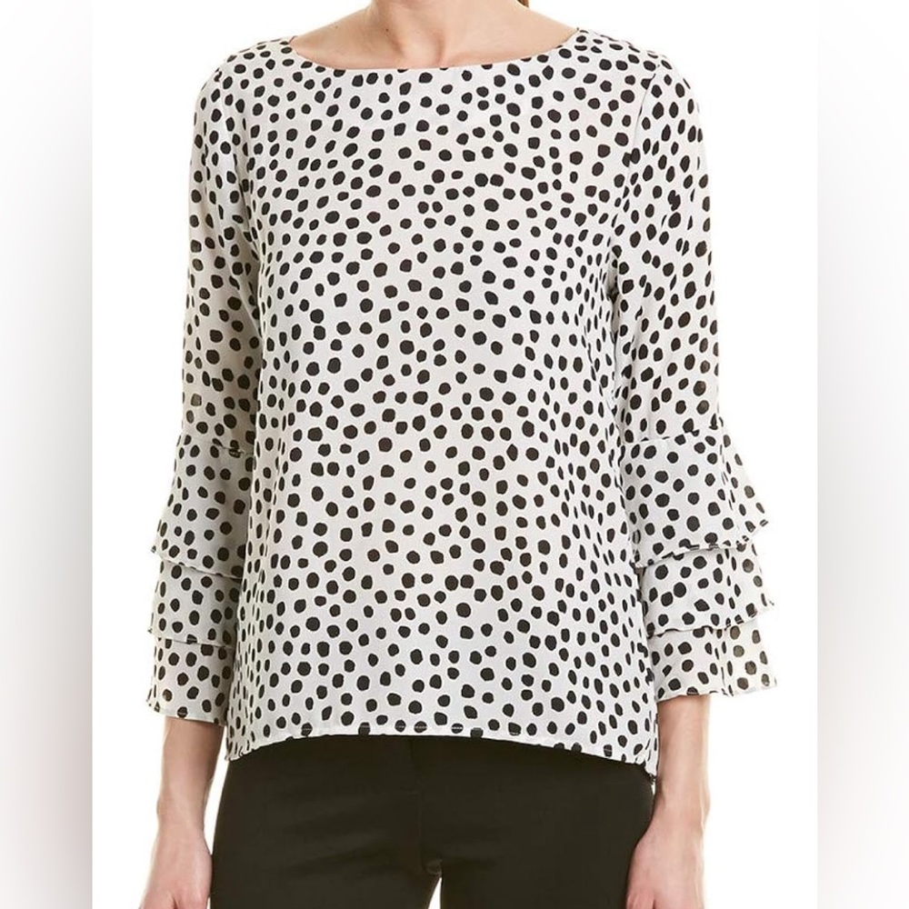 Nicole Miller New York Women's Long Sleeve Ruffle Blouse
